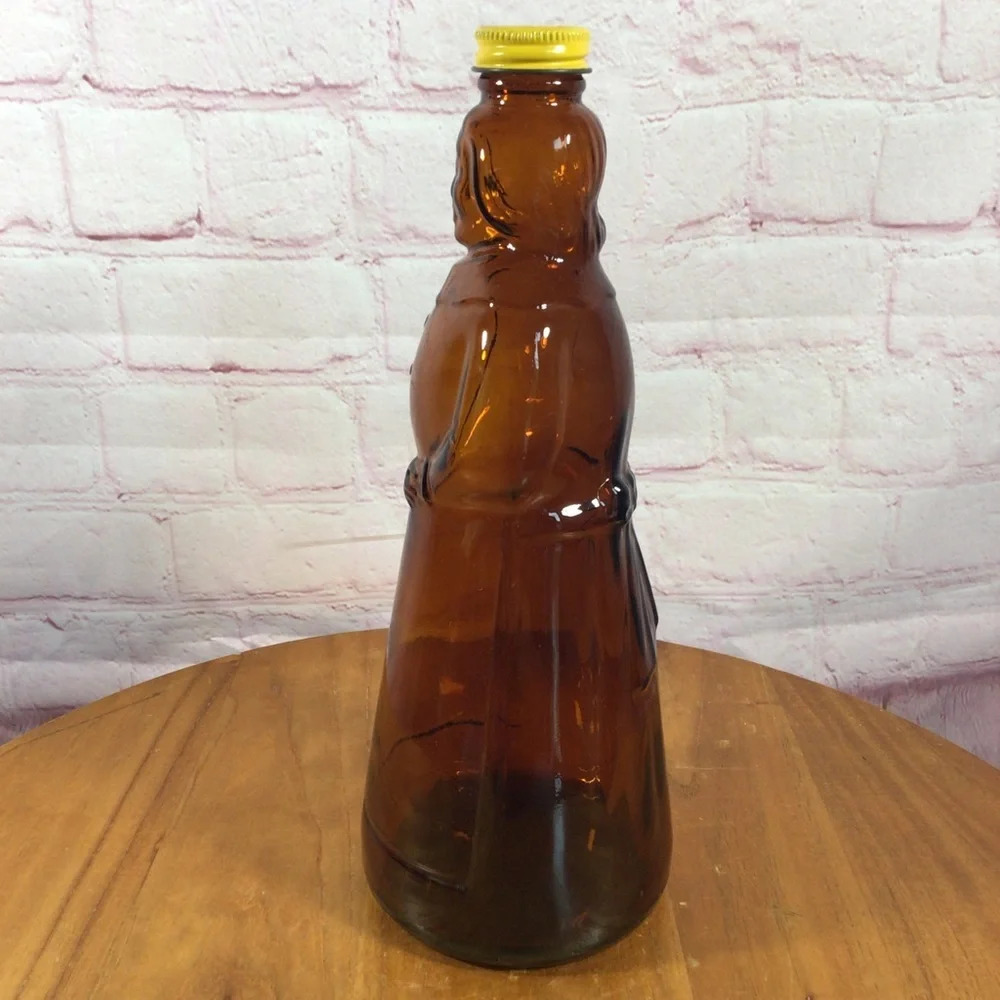 Vintage Mrs. Butterworth’s Amber Glass Syrup Bottle with Metal Screw On Cap - Picture 6 of 9